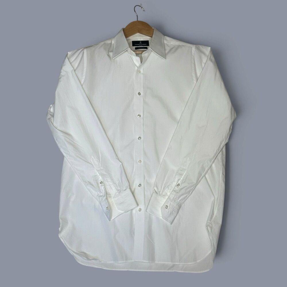 Turnbull & Asser Bespoke Men's XL-2XL? White Cotton Oxford Dress Shirt England